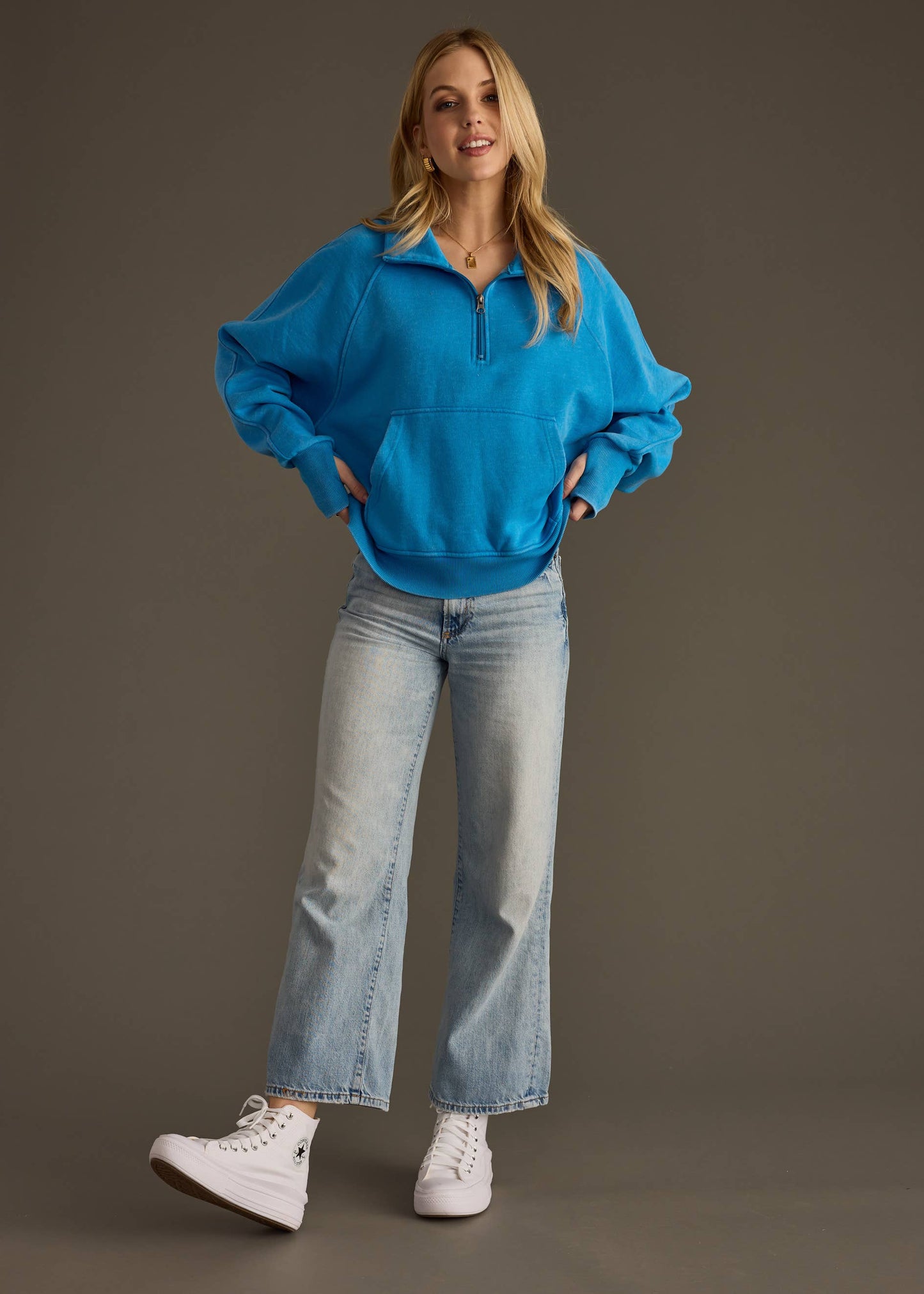 Blue Quarter Zip Sweatshirt