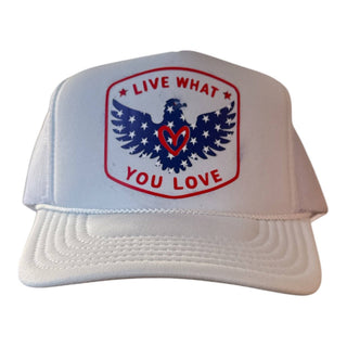 Heart of an Eagle Trucker: TAN - GOLD METALLIC