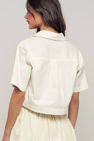 Pastel Collared Camp Shirt: CREAM