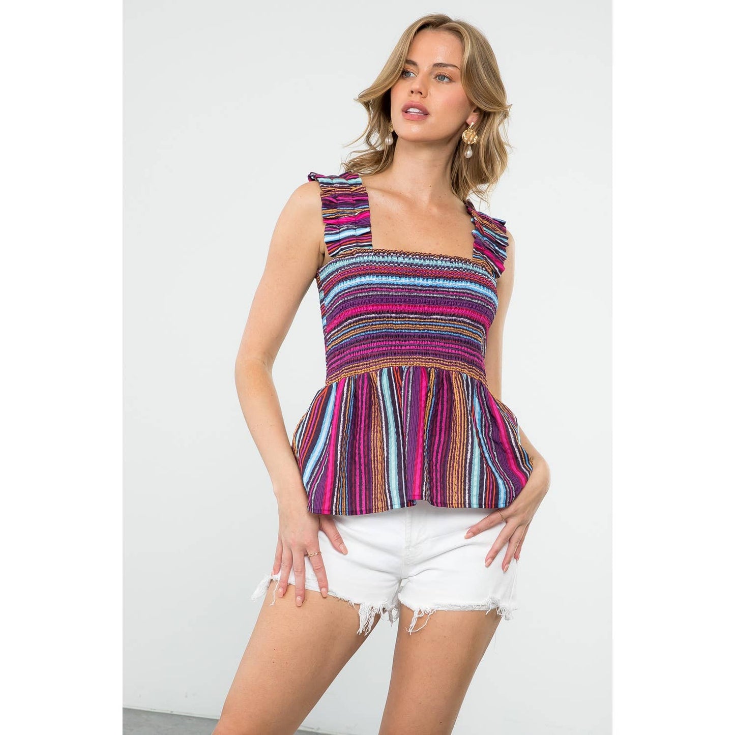 Striped Smocked Top