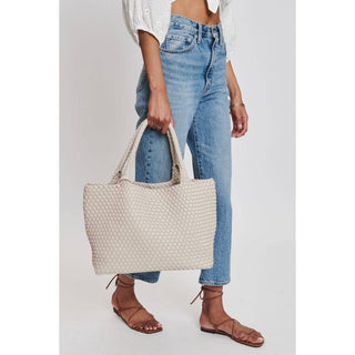 Solana Woven Vegan Leather Tote: Burgundy