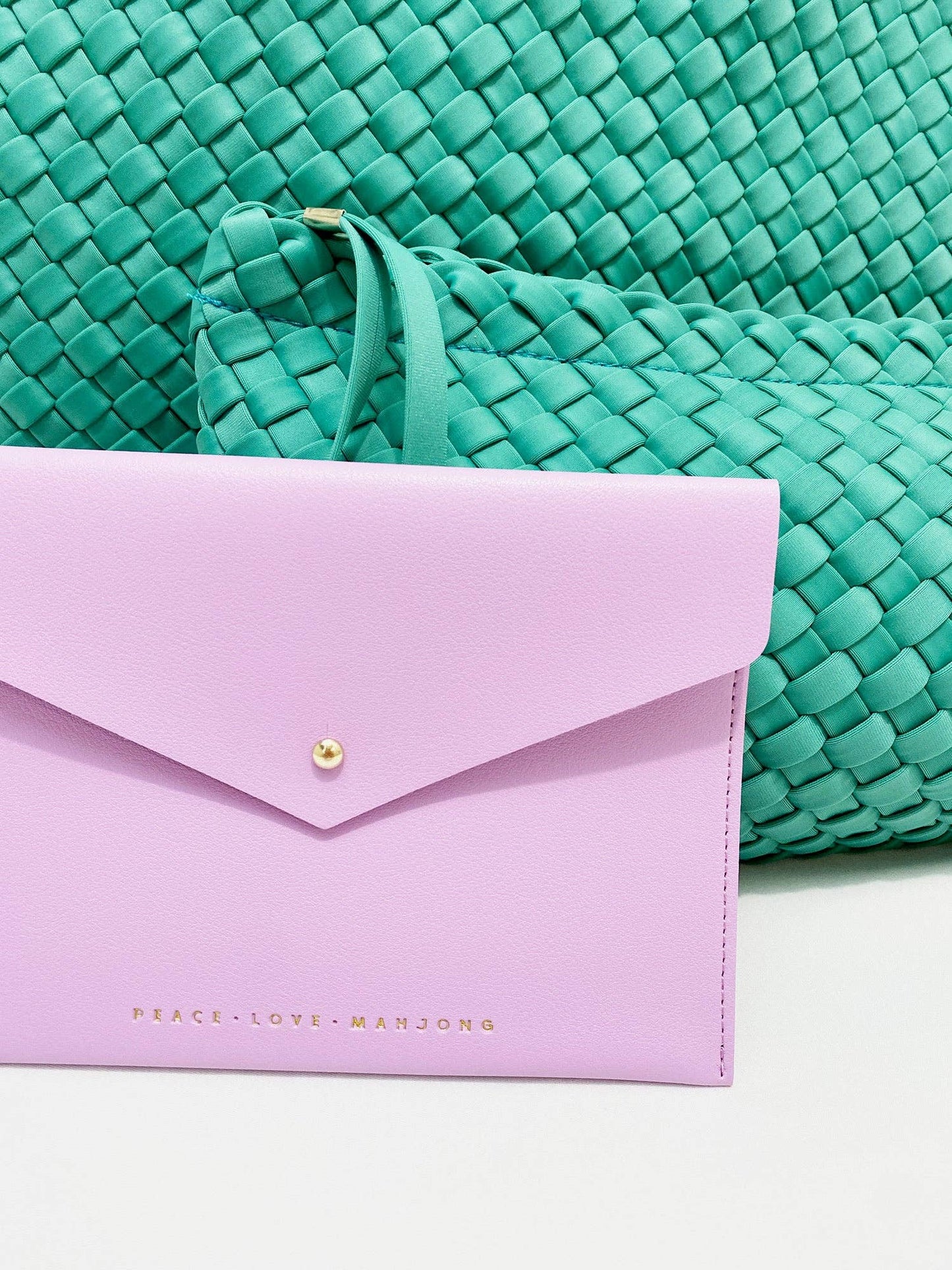 Mahjong Card Clutch: Teal - Large Size