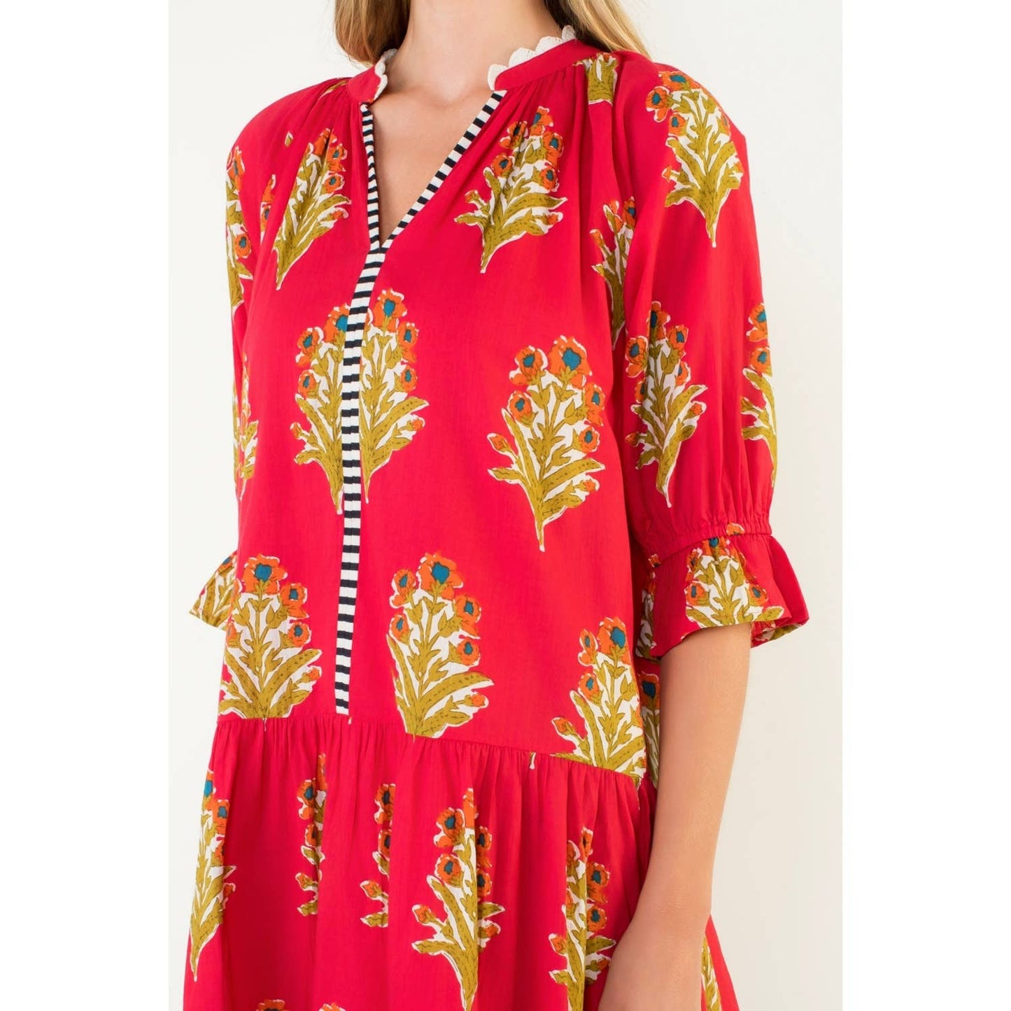 Ayla Floral Detailed V-Neck Dress