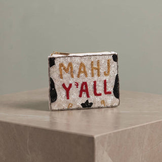 Mahj Yall Beaded Coin Pouch: SILVER