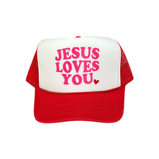 Jesus Loves You - White/Red Trucker