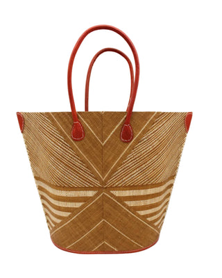 Mariposa Large Straw Tote Bag: Coral