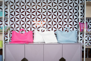 Woven Mahjong Carryall: Light Blue