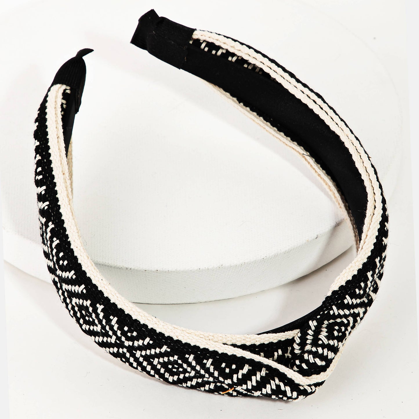 Boho Diamond Pattern Headband: Navy