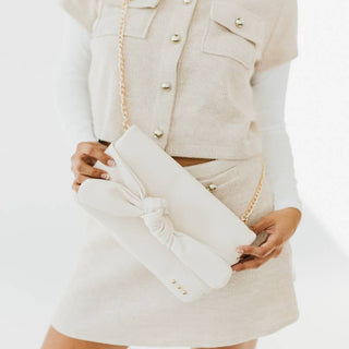 Billie Bow Clutch Crossbody Bag : Brown