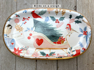 Christmas Ceramic Jewelry tray: Small / Watercolor Trees