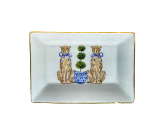 Blue Bow Leopards Dice Dish