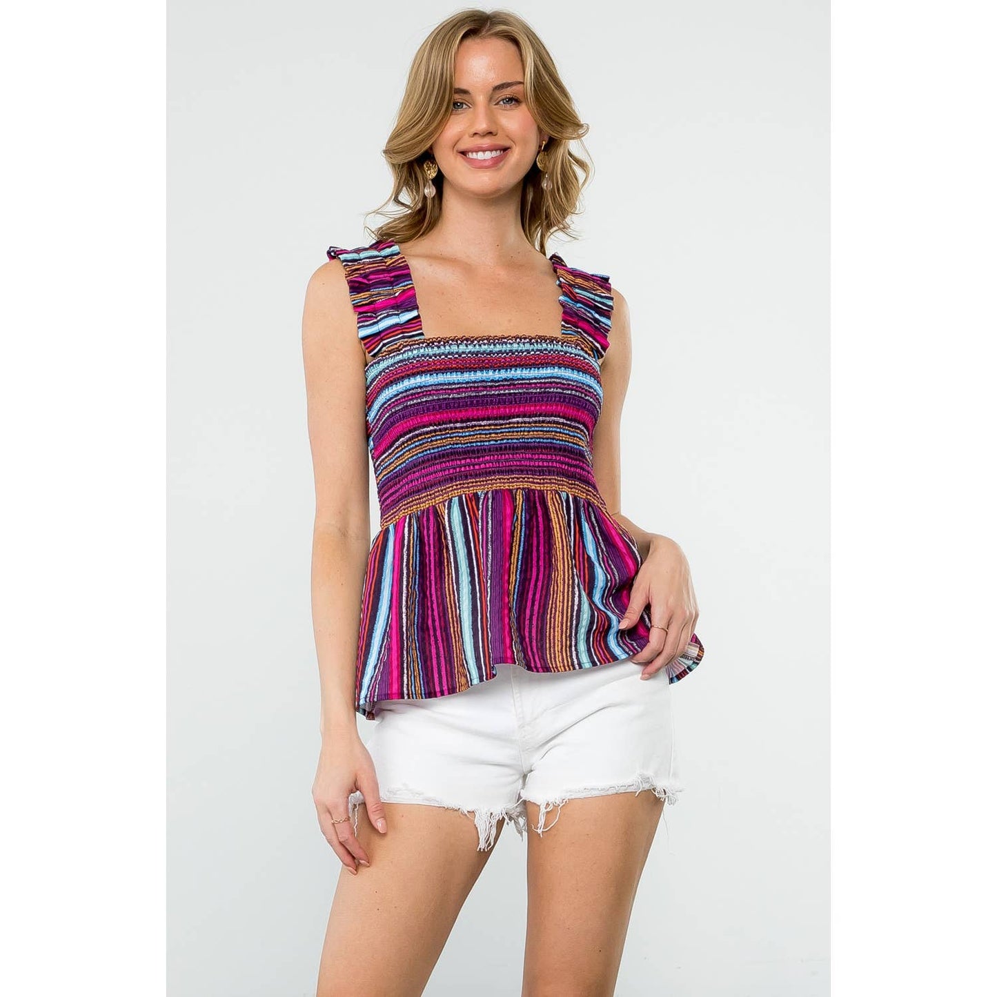 Striped Smocked Top
