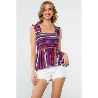 Striped Smocked Top