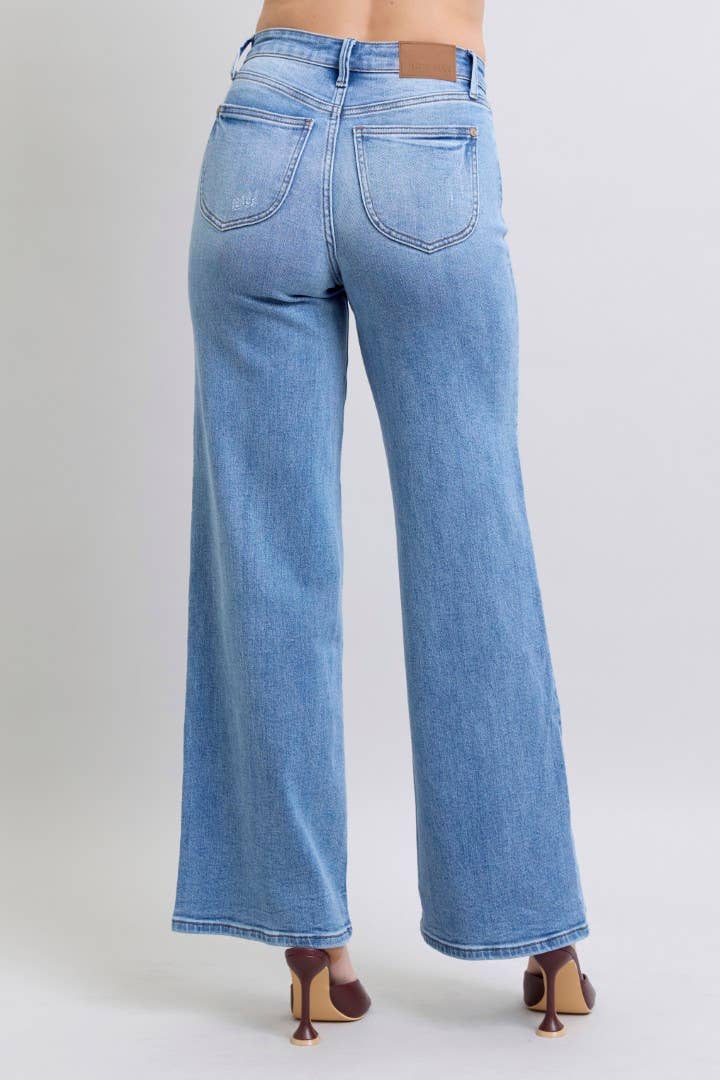Judy Blue Vintage Wash Retro Wide Leg Jeans