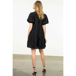 Stella Tiered Puff Sleeve Textured Dress