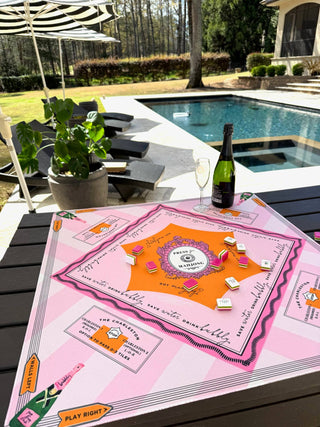 'Press for Mahjong' Mat | Champagne & Mahj Collection: 31.5" x 31.5"