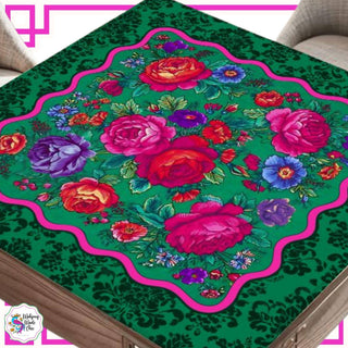 Emerald Bliss Floral Neoprene Mahjong Table Mat Co