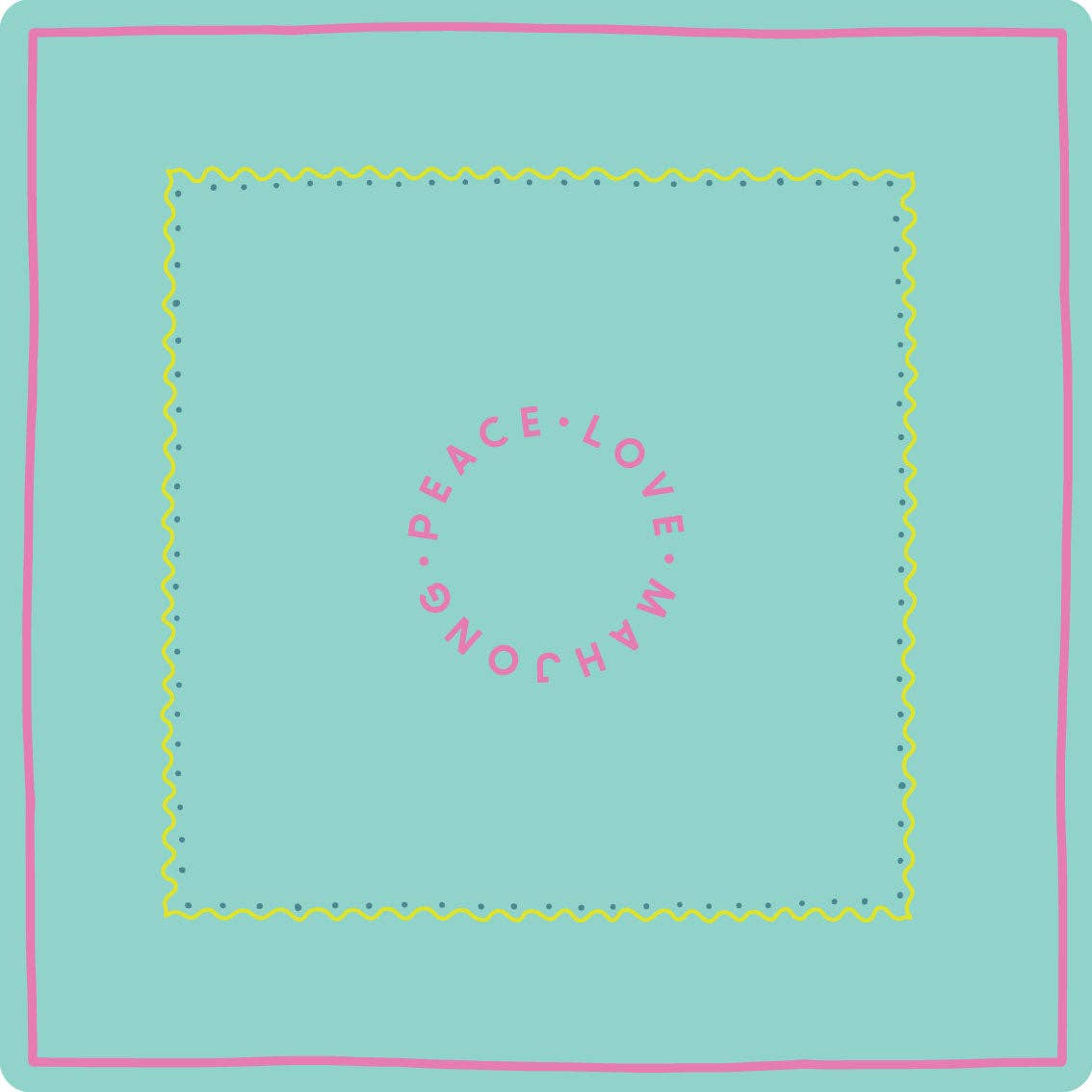 Mahjong Mat: Light Aqua with Yellow & Pink