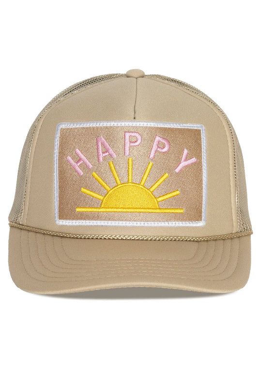 Happy Sun Trucker Hat: Tan