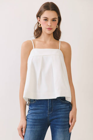 CT9854-Bow Back Detail Spaghetti Strap Cami Top: Red / S