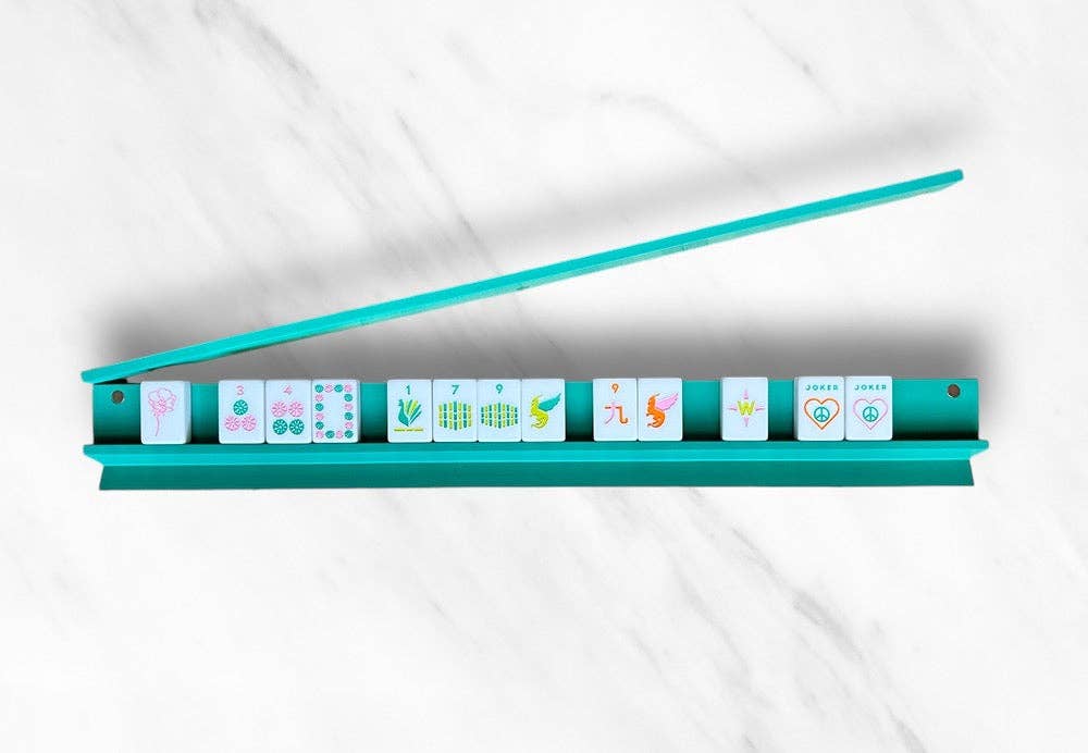Mahjong Racks & Pushers (Set of 4): Aqua