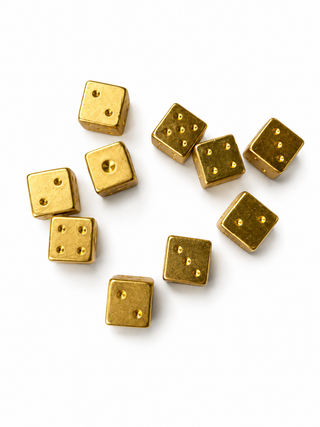 Gold and Silver Luxe Solid Metal Mahjong Dice Gift Ready: Silver