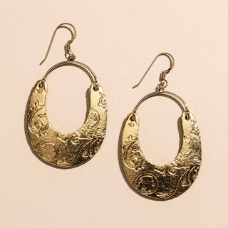 Vintage Gold Baroque Nadia Leather Hoop Earrings