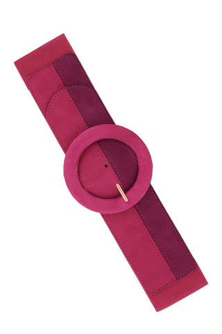 Two Tone Suede Feel Elastic Belt: BLACK