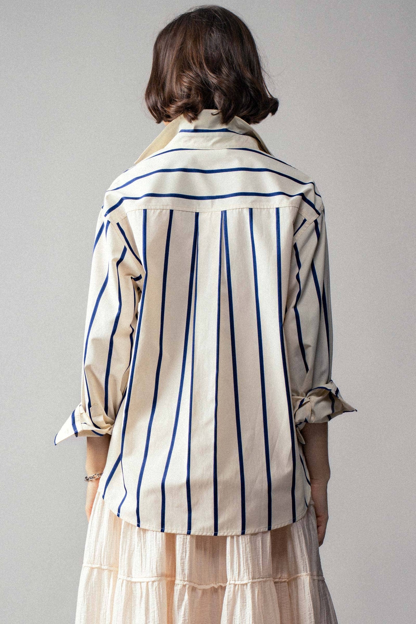 Oversized Coastal Stripe Button-Down Shirt