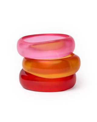 Esther Resin Bangle Set Of 3 Pink, Red, + Orange