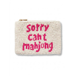 Sorry Cant Mahjong Beaded Coin Pouch: IVORY