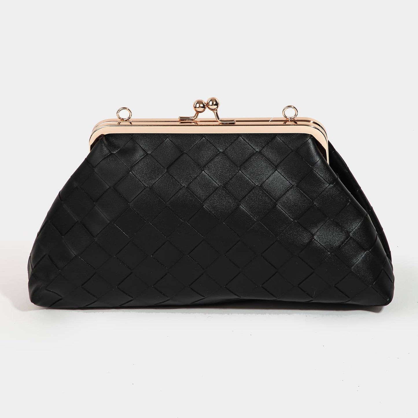 Faux Leather Weave Pattern Purse: Black