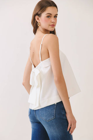 CT9854-Bow Back Detail Spaghetti Strap Cami Top: Red / L