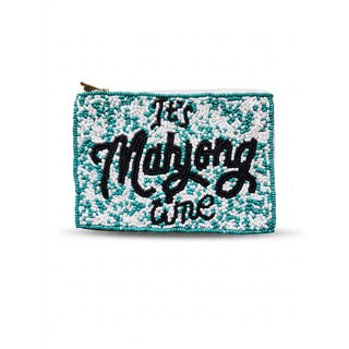 Its Mahjong Time Beaded Coin Pouch: TURQUOISE