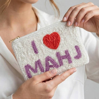I Love Mahj Beaded Coin Purse: MULTI