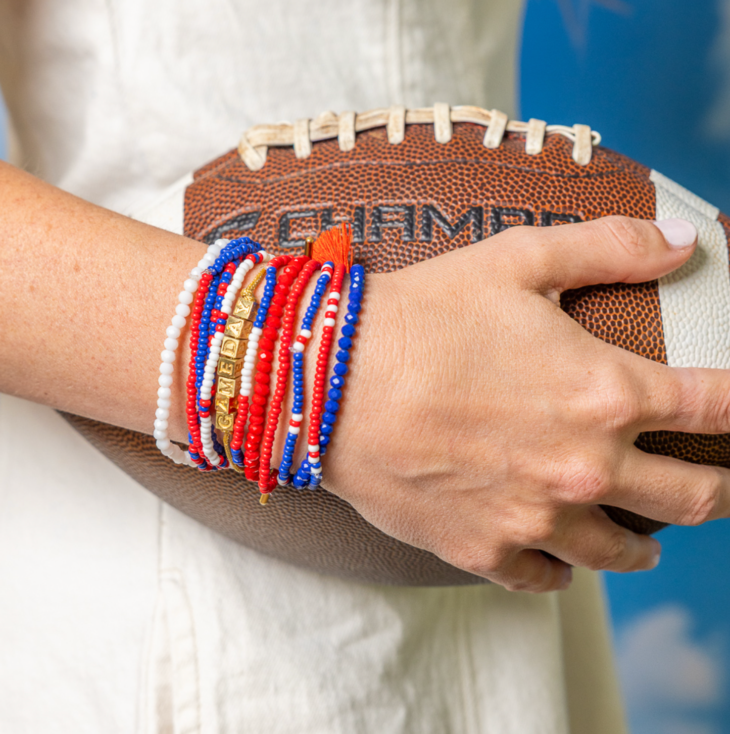 Bracelet Stack Game Day  Red + White + Blue Wholesale