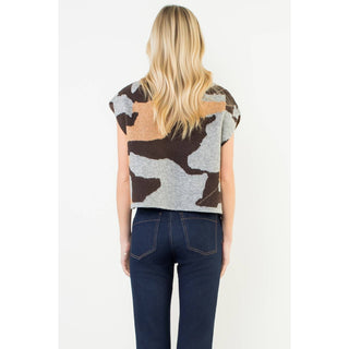 Stephanie Camo Knit Top