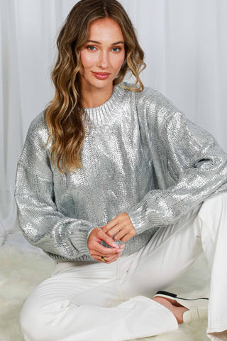 Annie Metallic Sweater: Silver