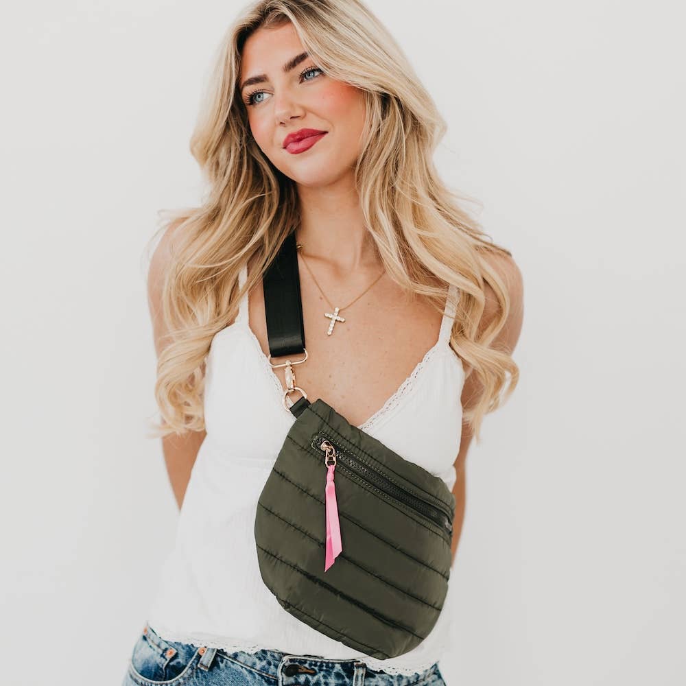 Jolie Puffer Belt Bag: Olive
