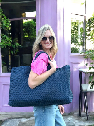 Woven Mahjong Carryall: Bright Pink