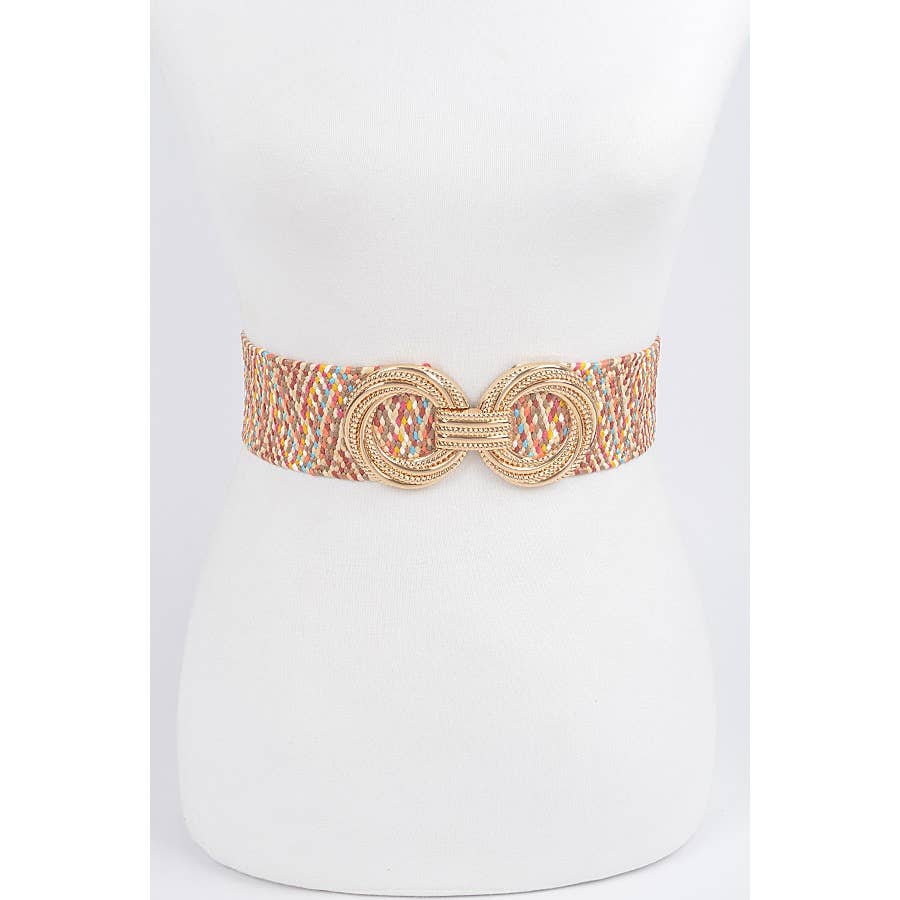 Gold Metal Clasp Belt: Brown