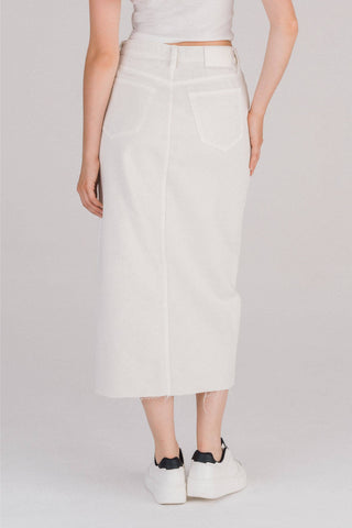 Sea Salt Front Slit Midi Skirt: M