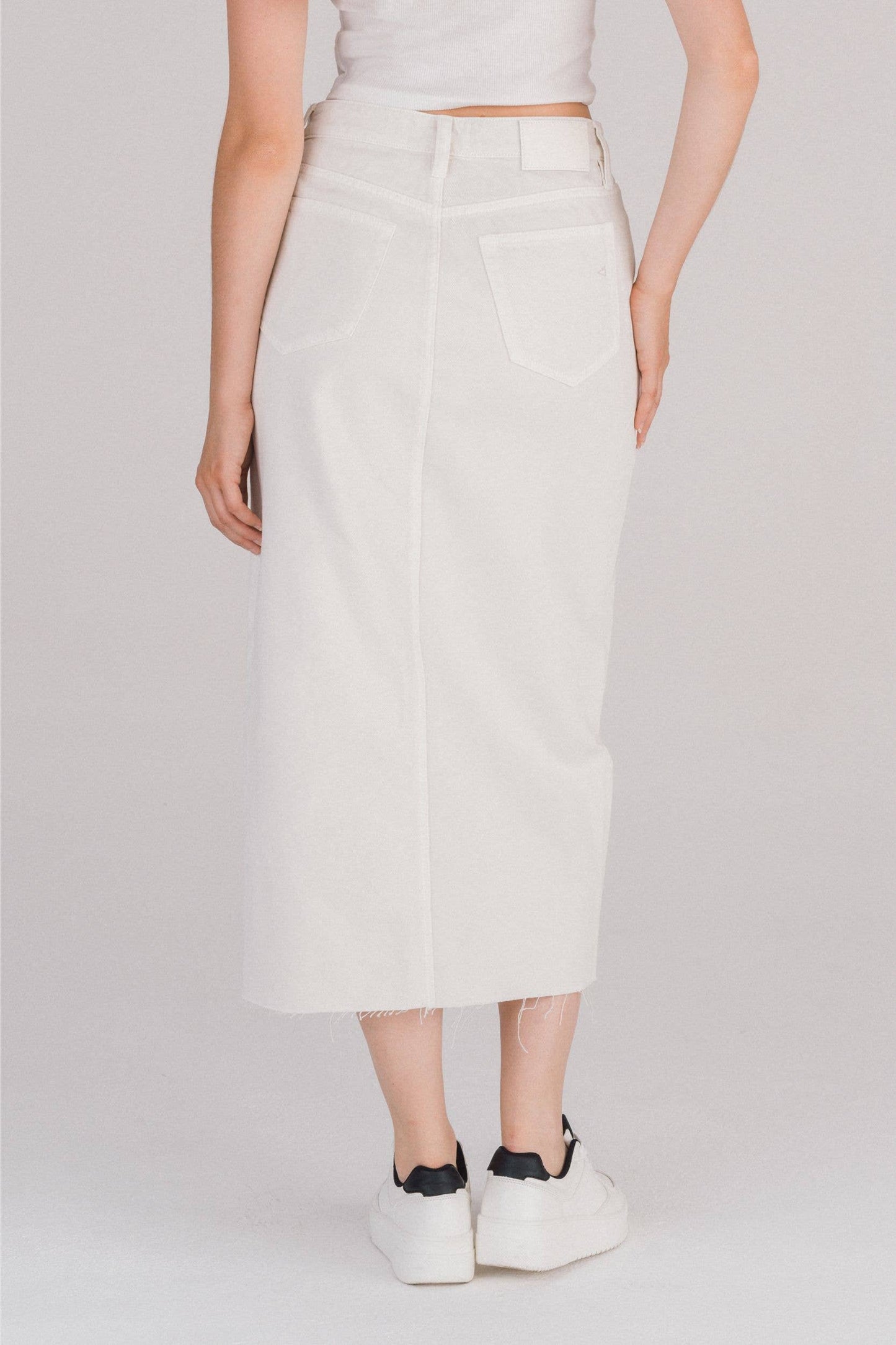 Sea Salt Front Slit Midi Skirt: XS