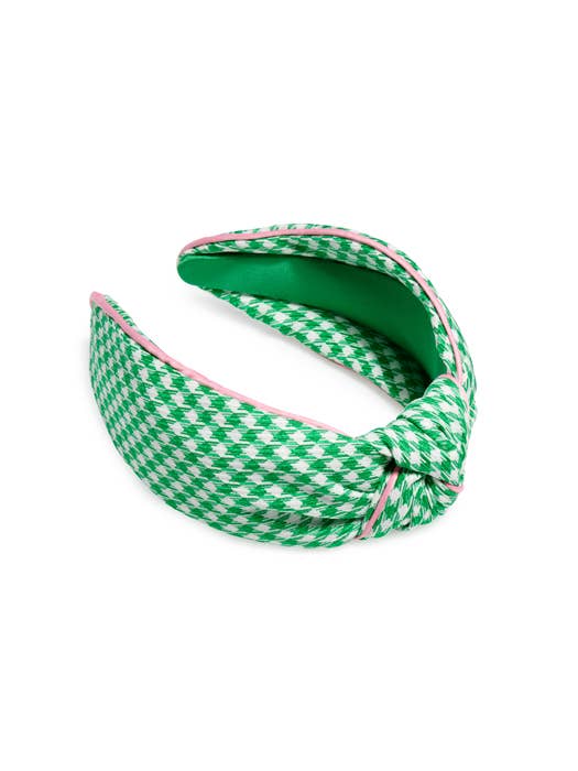 HOUNDSTOOTH KNOTTED HEADBAND,GREEN