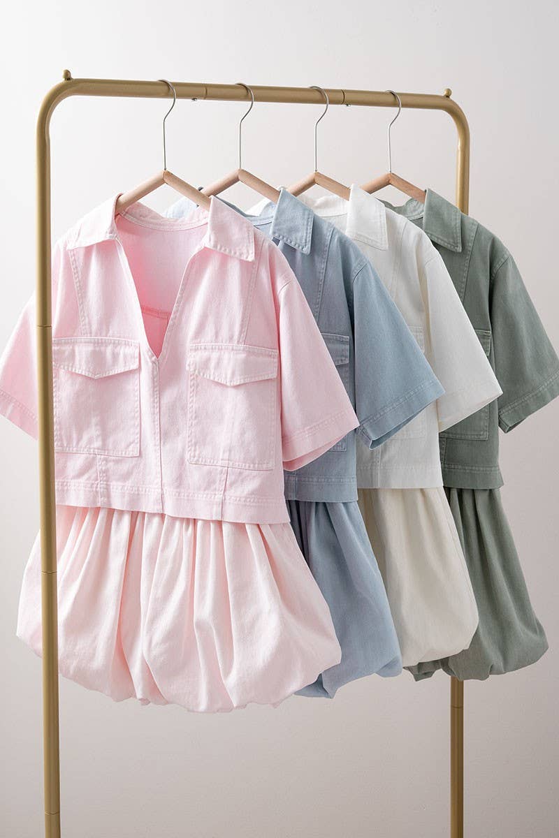 Pastel Collared Camp Shirt : ICE BLUE