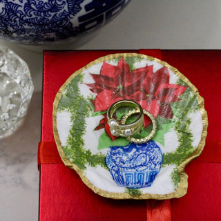 Poinsettia Shell Dice Dish