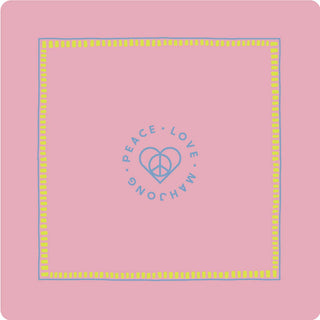 Mahjong Mat: Light Pink with Chartreuse & French Blue