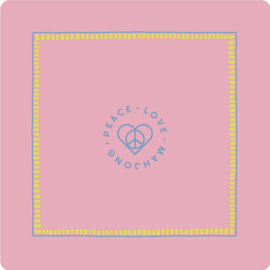 Mahjong Mat: Light Pink with Chartreuse & French Blue
