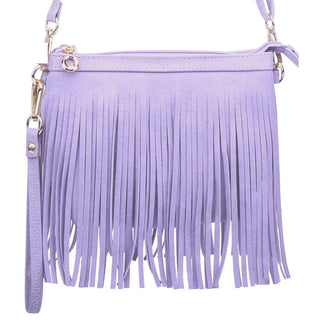 CROSSBODY FRINGE BAG: Fuchsia