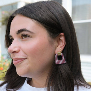 Burgundy Pinstripe Earrings